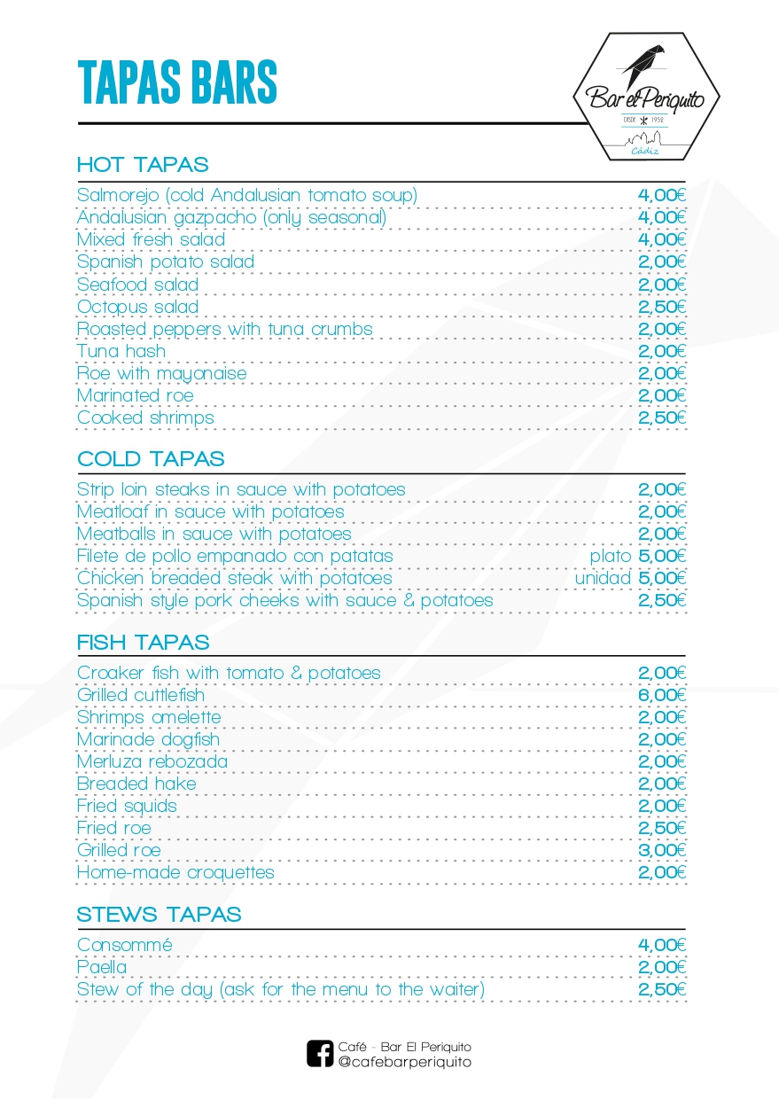 Carta de Bar El Periquito — página 3